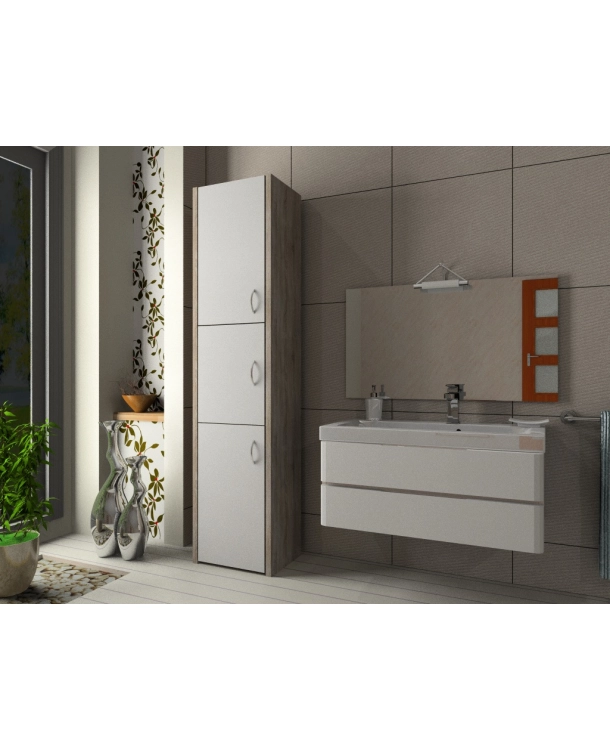 Słupek łazienkowy Adaś 3D Sonoma + front Biały 30 cm